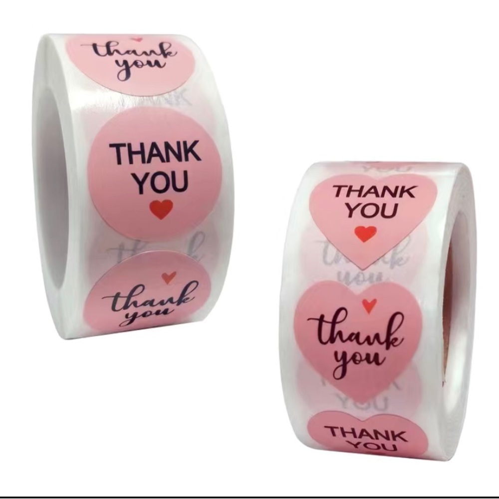 500 pieces pink round shaped thank‎ you stickers